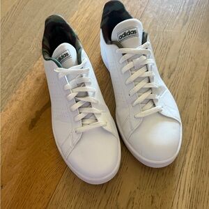 Adidas Men's White Sneakers with Green Camouflage Detail